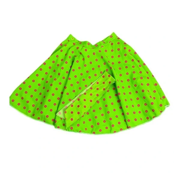 Green pink polkadot retro 50s 60s poodle skirt rock n roll Halloween costume OS - Picture 3 of 11